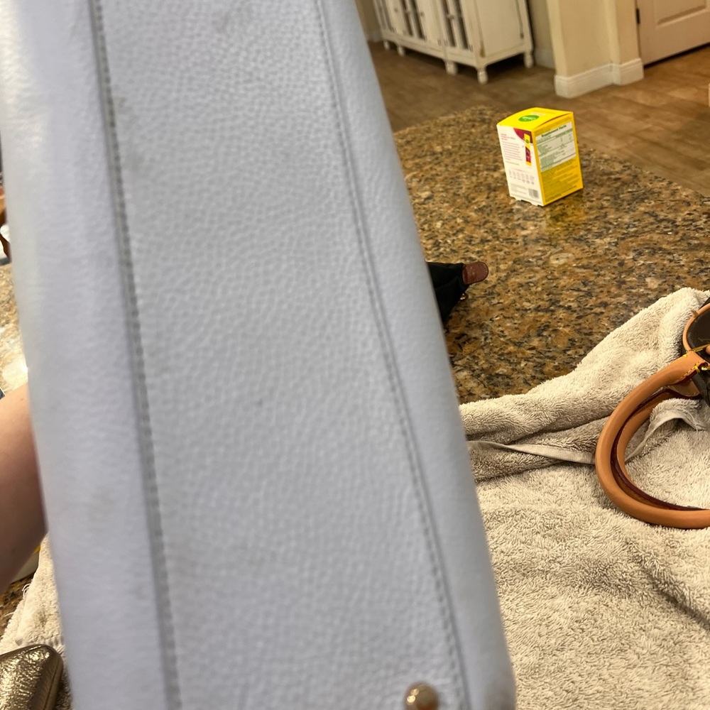 kate spade light blue floral cutout tote with gold interior shine - Picture 4 of 5